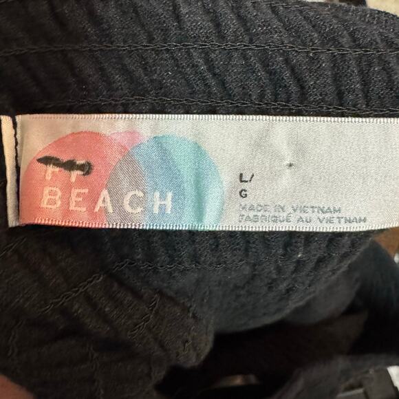 Free People Beach Spell on You Drop Waist Maxi Dress L Black Smocked High Neck - Picture 8 of 9